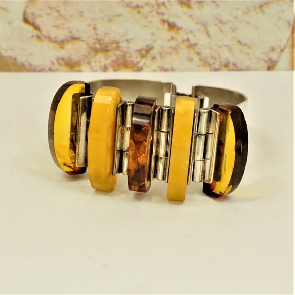 RARE BALTIC AMBER STERLING BRACELET By GLIWINSKI - Picture 2 of 16
